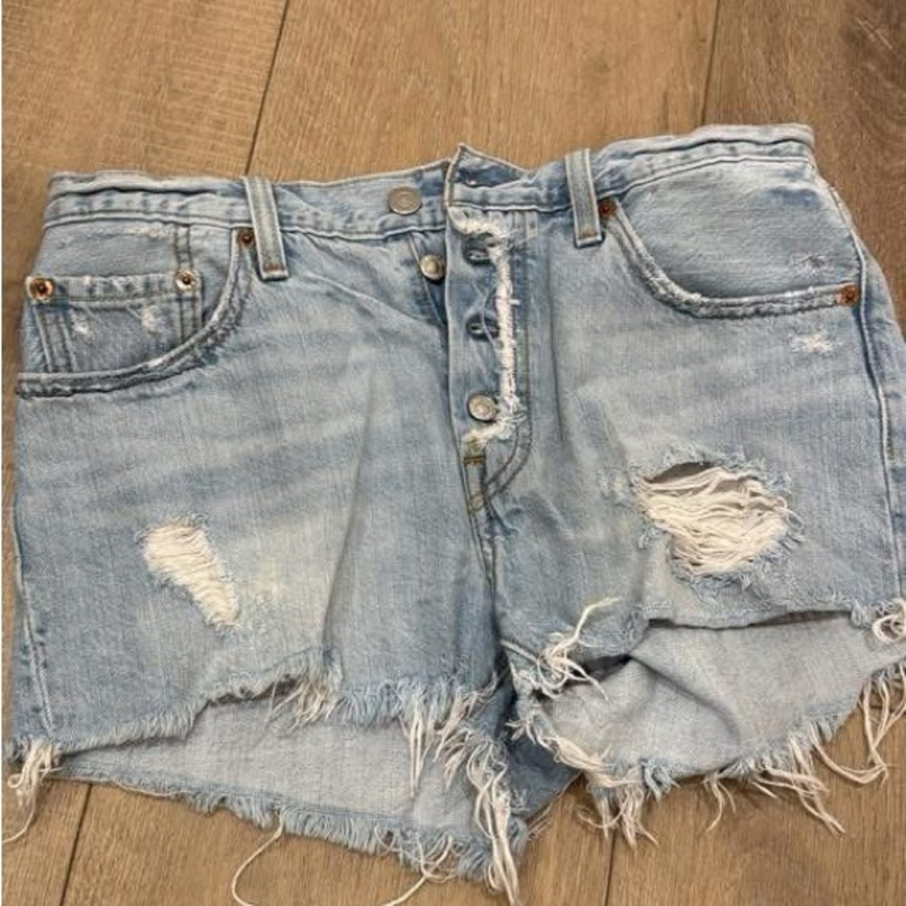 Levi's Light Blue Distressed Jean Shorts